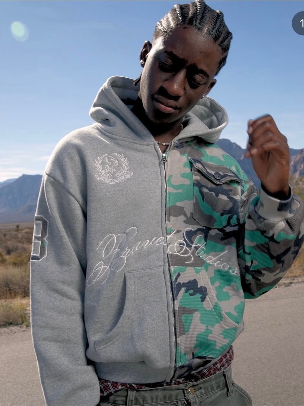 Bravest Studios Half Kamo Zip Up Hoodie